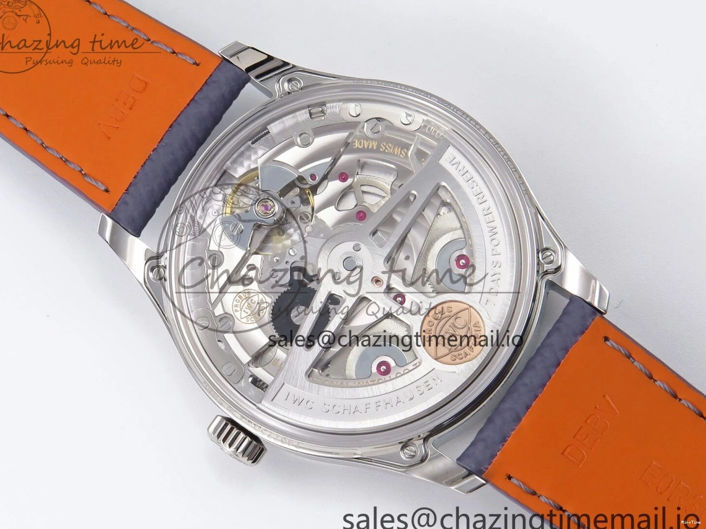 MIROTIME 0502 Lightweight Portugieser Automatic SS IW501708 APSF 1:1 Best Edition Light Blue Dial on Gray Leather Strap A 7012